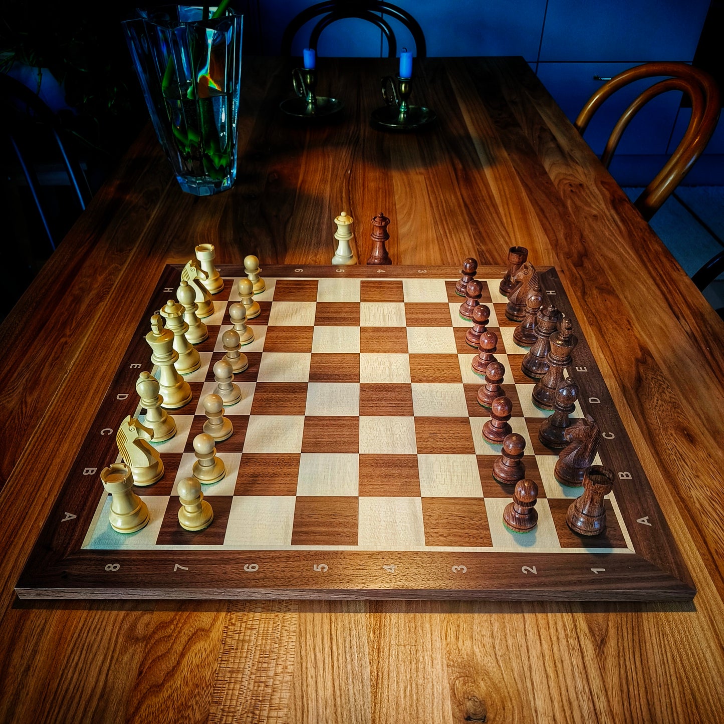 Chess Board WALNUT & Chess Pieces GERMAN STAUNTON