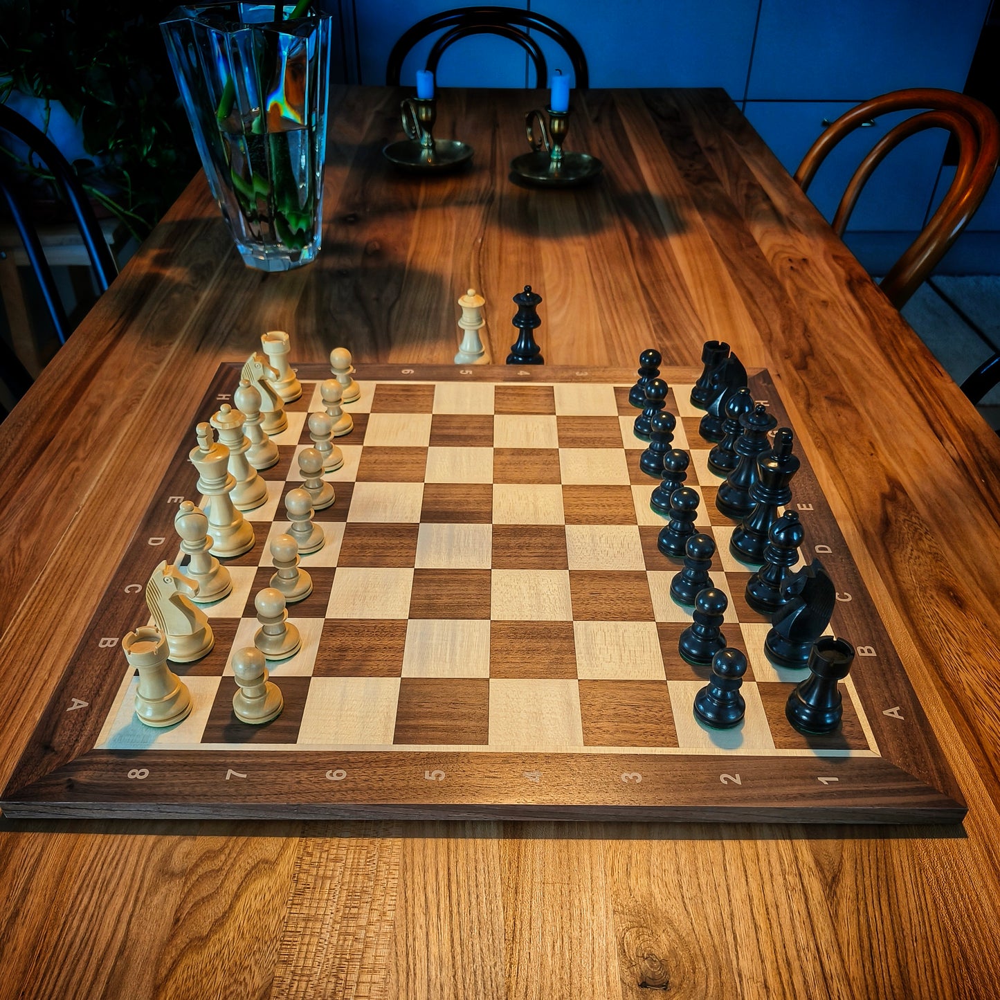 Chess Board WALNUT & Chess Pieces GERMAN STAUNTON BLACK
