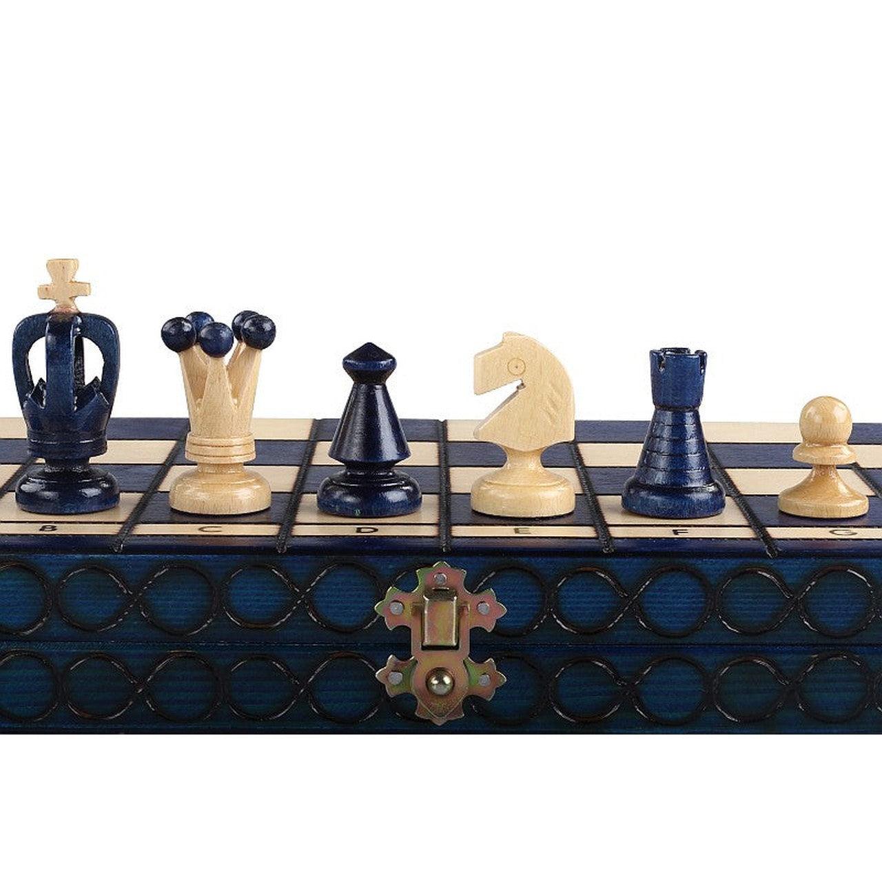 KING'S BLUE Shakkipeli | 38cm-Taitettava Perinteinen Shakkisetti-TiberianChess.fi