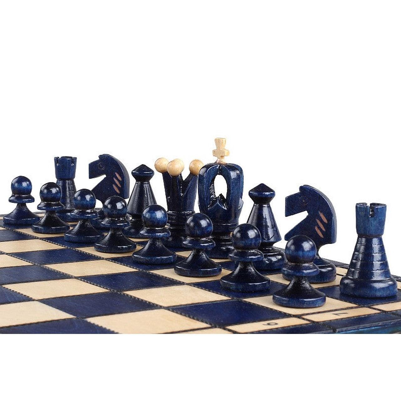 KING'S BLUE Shakkipeli | 38cm-Taitettava Perinteinen Shakkisetti-TiberianChess.fi