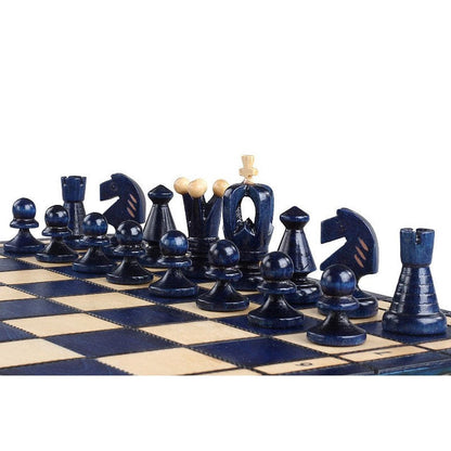 KING'S BLUE Shakkipeli | 38cm-Taitettava Perinteinen Shakkisetti-TiberianChess.fi